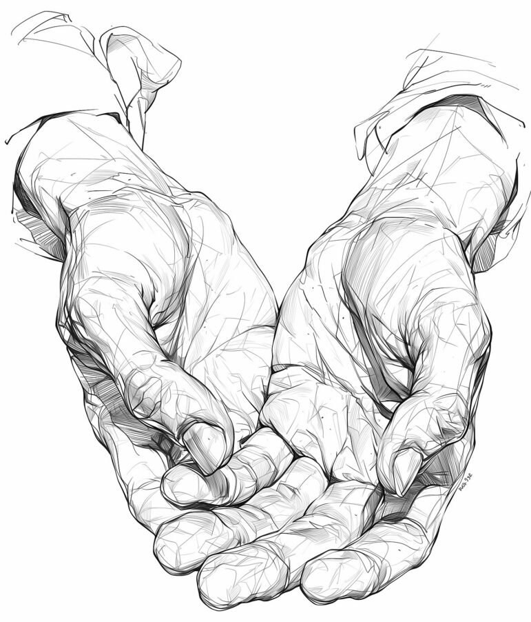 Handgezeichnete Illustration zweier offener Hände